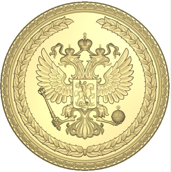 Герб России резной из дерева Вариант 3 вкруге